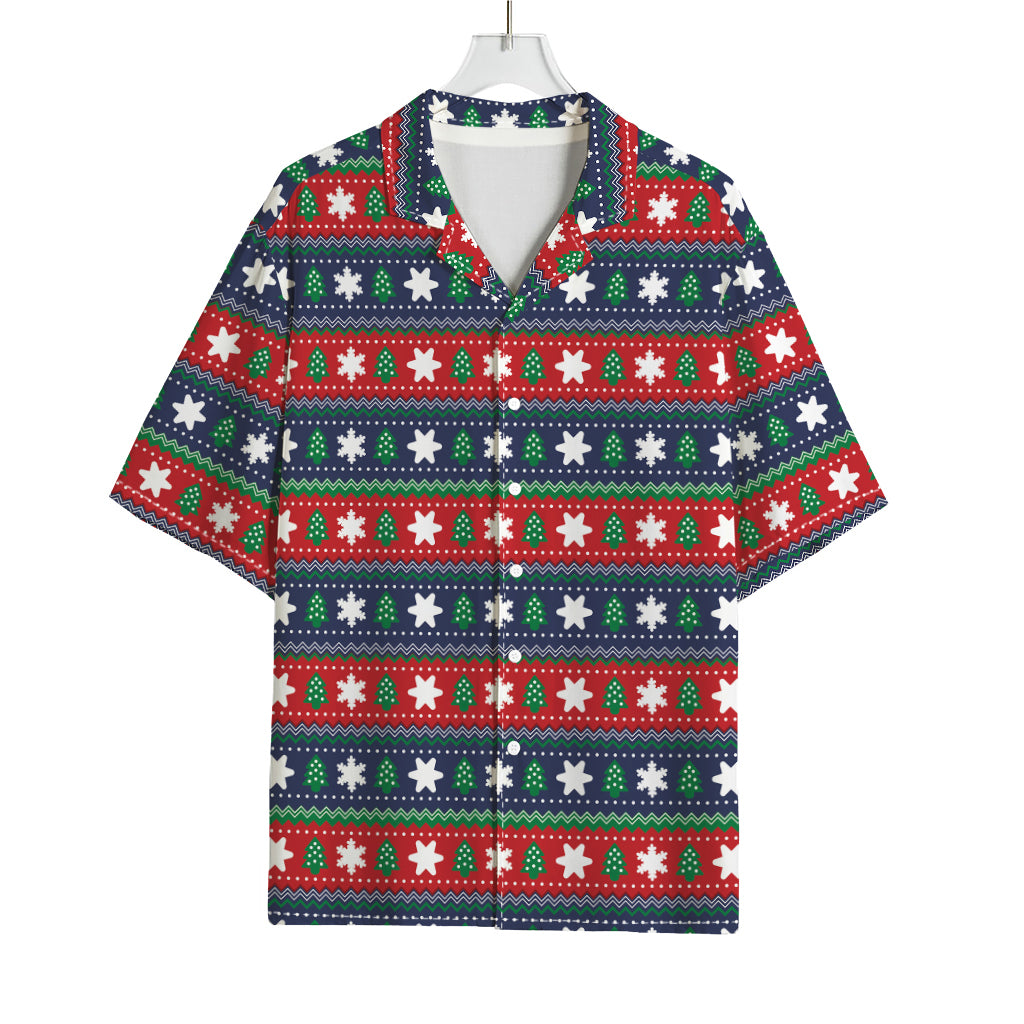 Scandinavian Christmas Pattern Print Rayon Hawaiian Shirt