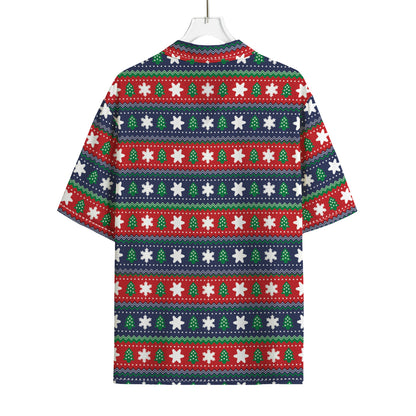 Scandinavian Christmas Pattern Print Rayon Hawaiian Shirt