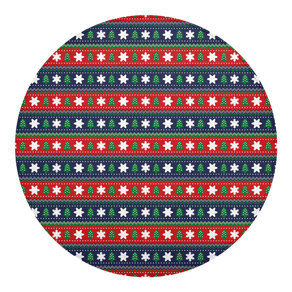 Scandinavian Christmas Pattern Print Round Blanket