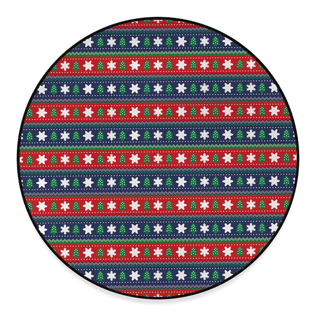 Scandinavian Christmas Pattern Print Round Floor Mat
