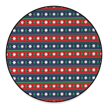 Scandinavian Christmas Pattern Print Round Floor Mat