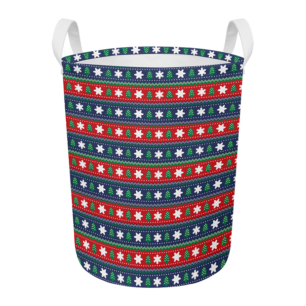 Scandinavian Christmas Pattern Print Round Laundry Basket