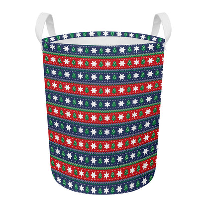 Scandinavian Christmas Pattern Print Round Laundry Basket