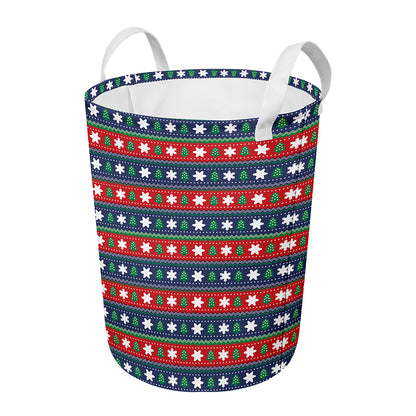 Scandinavian Christmas Pattern Print Round Laundry Basket