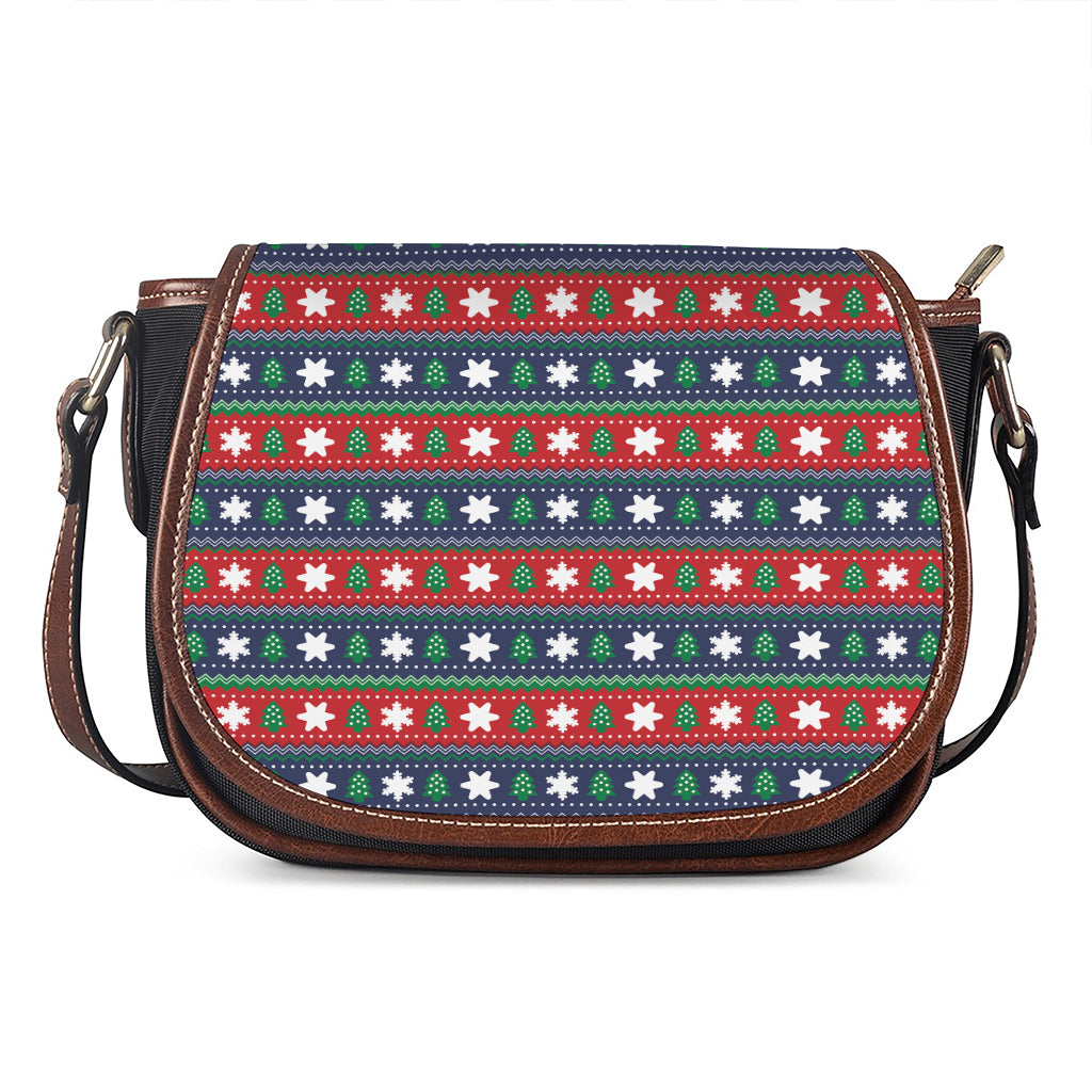 Scandinavian Christmas Pattern Print Saddle Bag