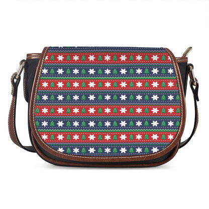 Scandinavian Christmas Pattern Print Saddle Bag