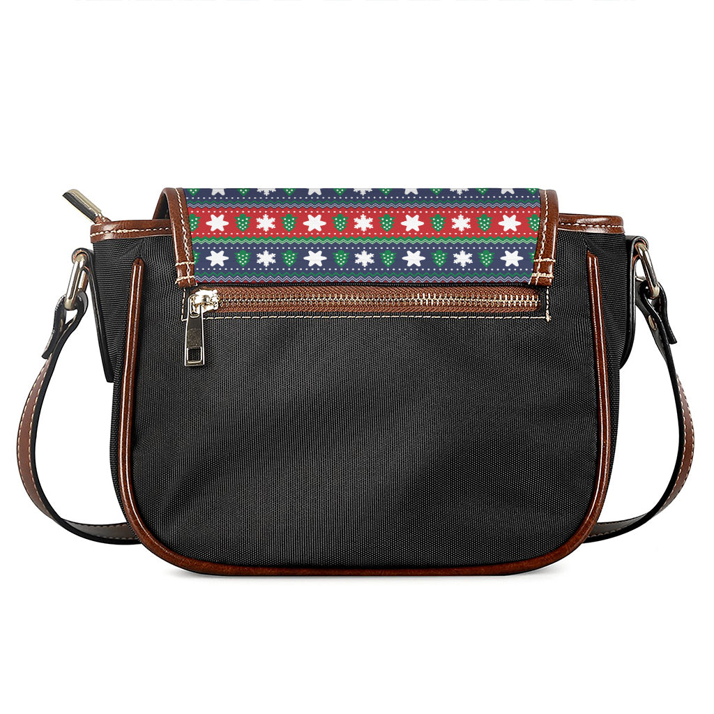 Scandinavian Christmas Pattern Print Saddle Bag