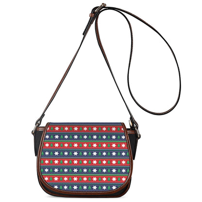 Scandinavian Christmas Pattern Print Saddle Bag
