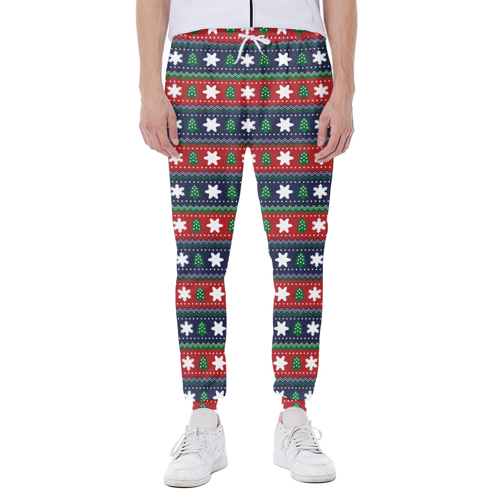 Scandinavian Christmas Pattern Print Scuba Joggers