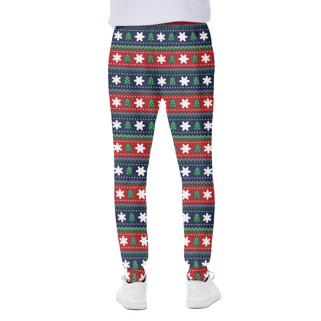 Scandinavian Christmas Pattern Print Scuba Joggers