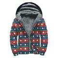 Scandinavian Christmas Pattern Print Sherpa Lined Zip Up Hoodie