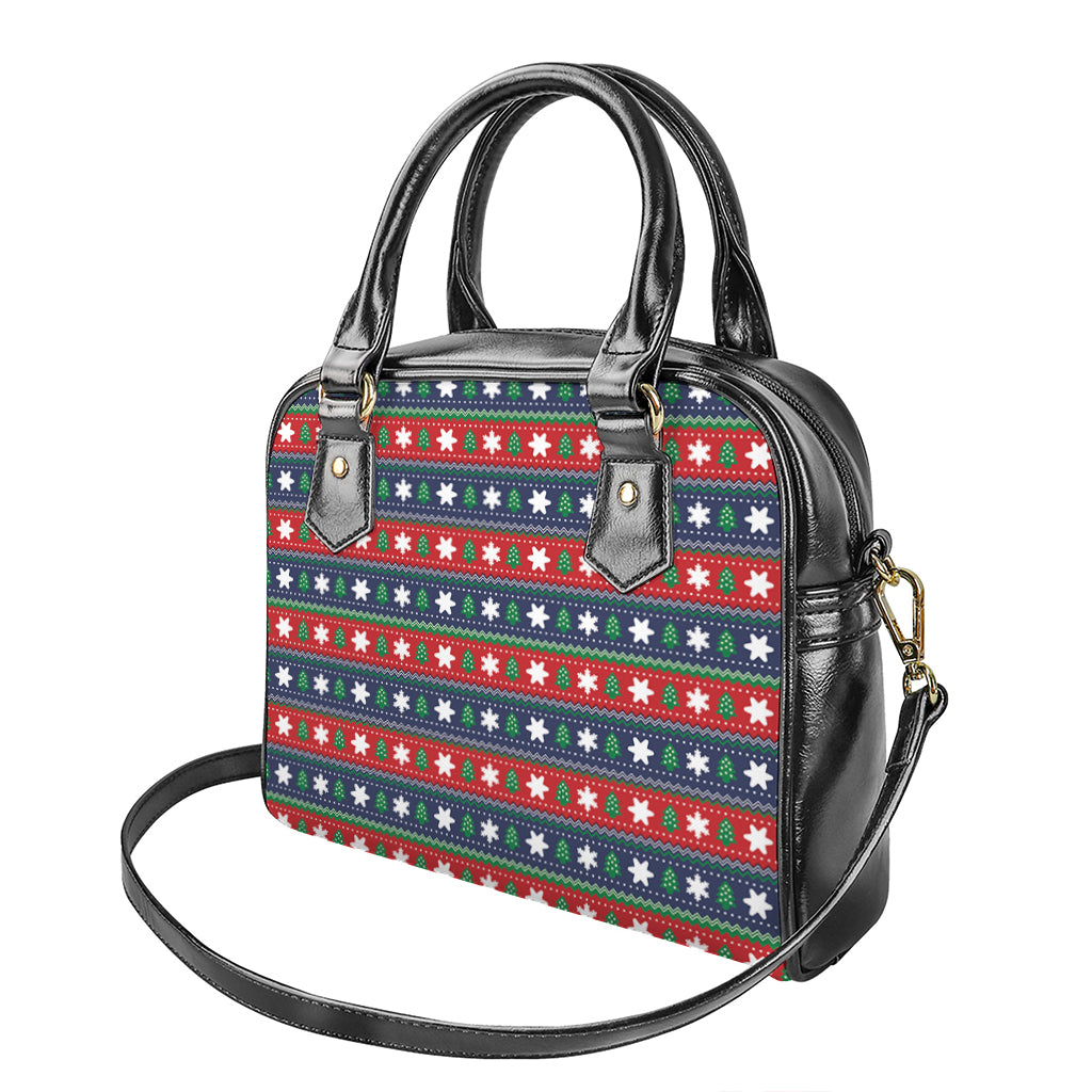 Scandinavian Christmas Pattern Print Shoulder Handbag