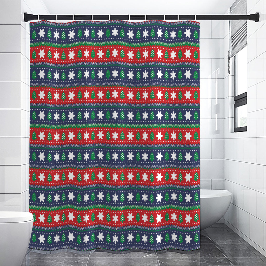 Scandinavian Christmas Pattern Print Shower Curtain