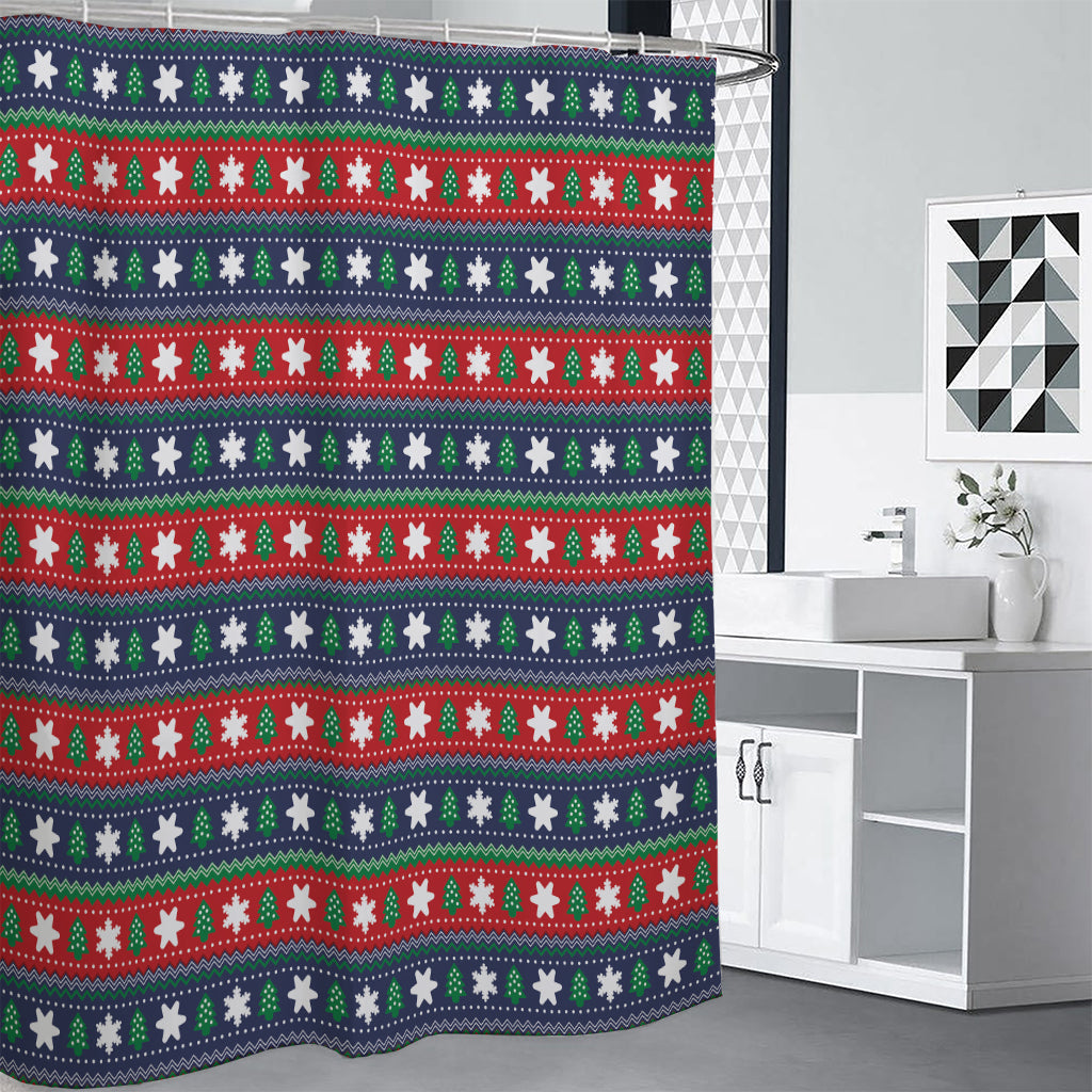 Scandinavian Christmas Pattern Print Shower Curtain
