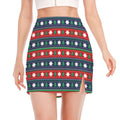 Scandinavian Christmas Pattern Print Side Slit Mini Skirt