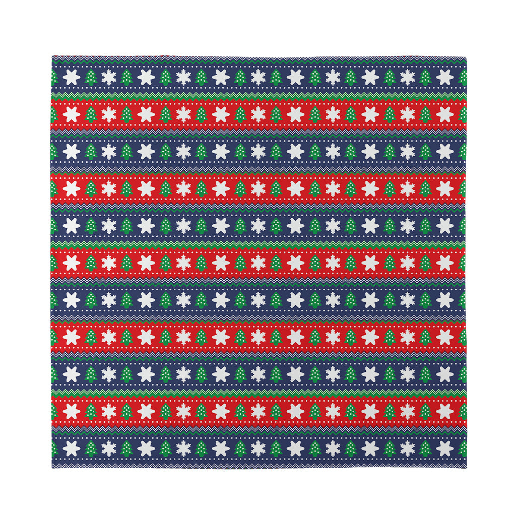 Scandinavian Christmas Pattern Print Silk Bandana