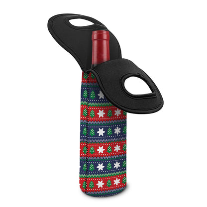 Scandinavian Christmas Pattern Print Single Neoprene Wine Tote