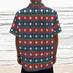 Scandinavian Christmas Pattern Print Textured Short Sleeve Shirt