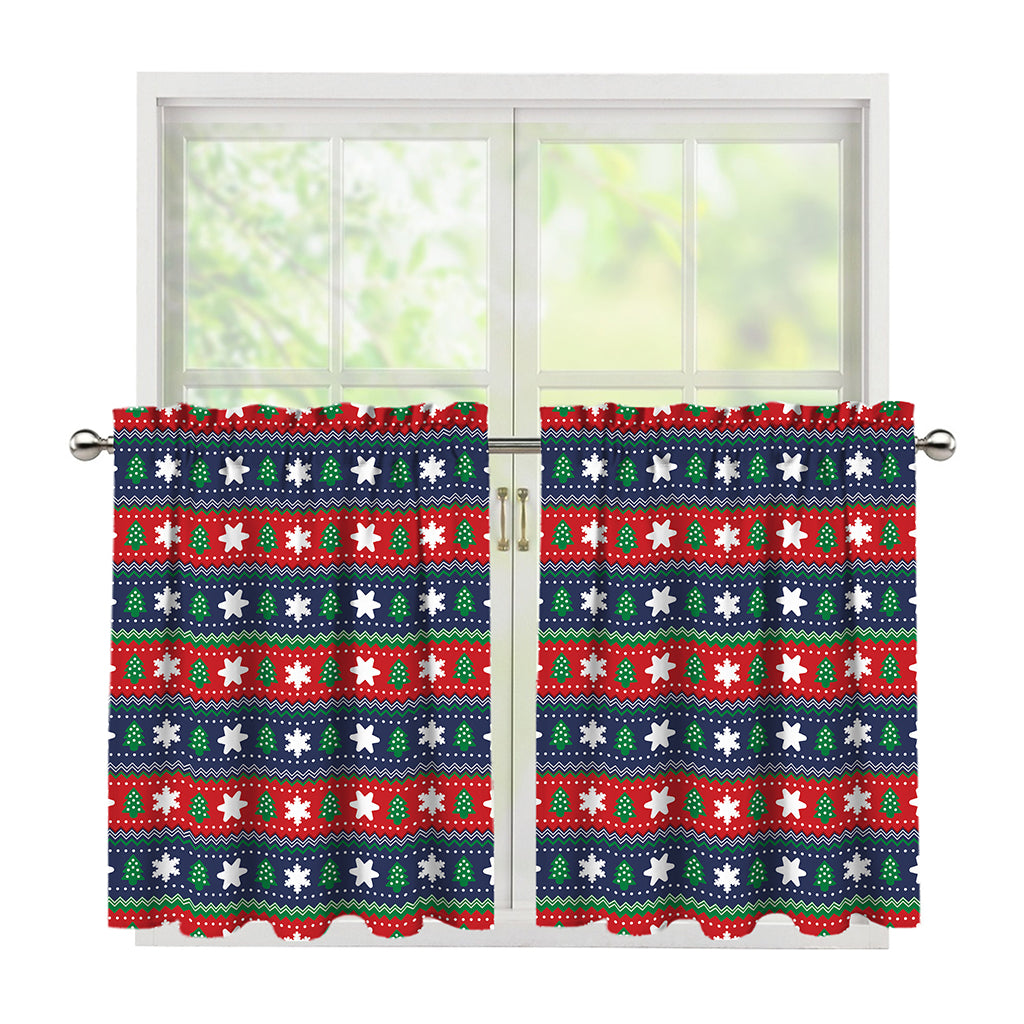 Scandinavian Christmas Pattern Print Tier Curtains
