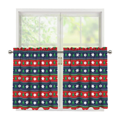 Scandinavian Christmas Pattern Print Tier Curtains