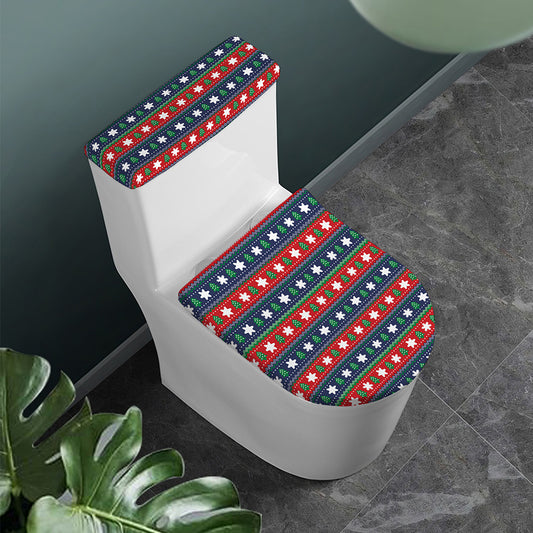 Scandinavian Christmas Pattern Print Toilet Lid And Tank Cover Set
