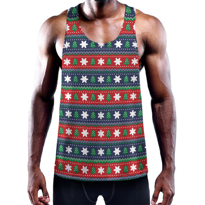 Scandinavian Christmas Pattern Print Training Tank Top