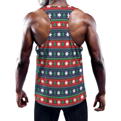 Scandinavian Christmas Pattern Print Training Tank Top