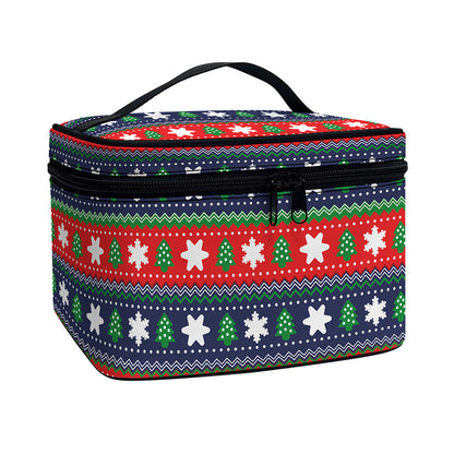 Scandinavian Christmas Pattern Print Travel Makeup Bag
