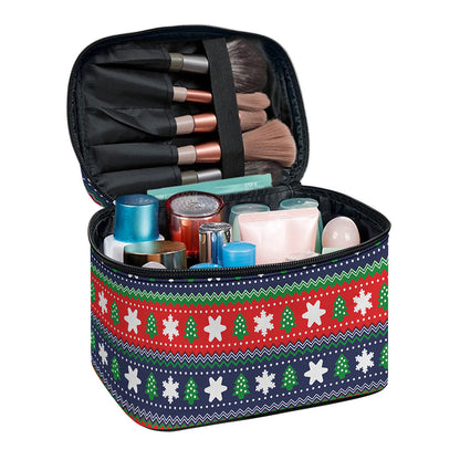 Scandinavian Christmas Pattern Print Travel Makeup Bag