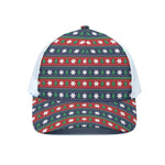 Scandinavian Christmas Pattern Print White Mesh Trucker Cap