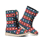 Scandinavian Christmas Pattern Print Winter Boots