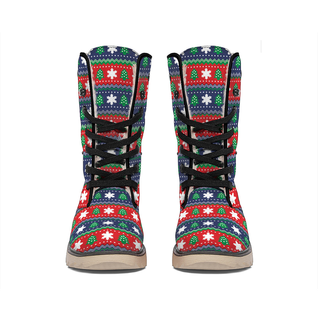 Scandinavian Christmas Pattern Print Winter Boots