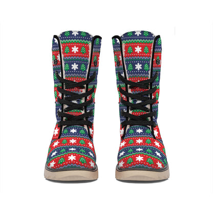Scandinavian Christmas Pattern Print Winter Boots