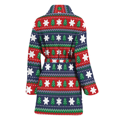 Scandinavian Christmas Pattern Print Women's Bathrobe