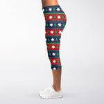 Scandinavian Christmas Pattern Print Women's Capri Leggings