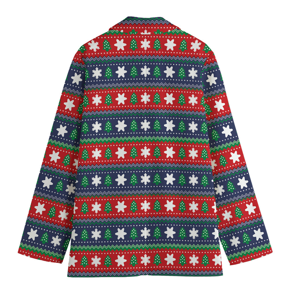 Scandinavian Christmas Pattern Print Women's Cotton Blazer