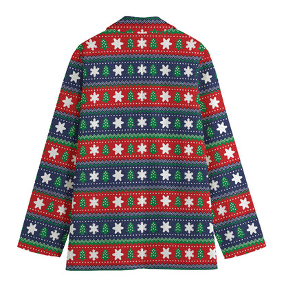 Scandinavian Christmas Pattern Print Women's Cotton Blazer