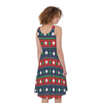 Scandinavian Christmas Pattern Print Women's Sleeveless Dress