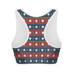 Scandinavian Christmas Pattern Print Women's Sports Bra