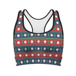 Scandinavian Christmas Pattern Print Women's Sports Bra