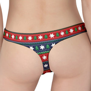 Scandinavian Christmas Pattern Print Women's Thong