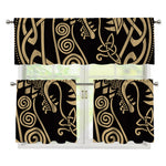 Scandinavian Viking Dragon Print 3 Piece Kitchen Curtains