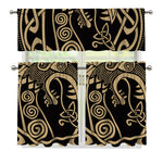 Scandinavian Viking Dragon Print 3 Piece Kitchen Curtains