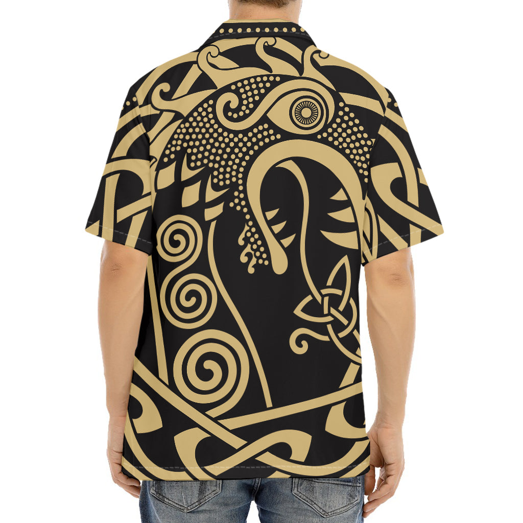 Scandinavian Viking Dragon Print Aloha Shirt