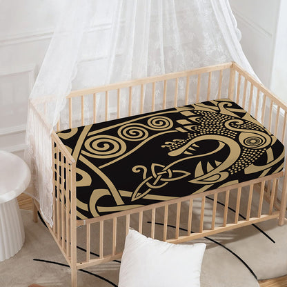 Scandinavian Viking Dragon Print Baby Crib Sheet