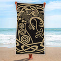 Scandinavian Viking Dragon Print Beach Towel