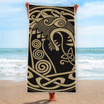 Scandinavian Viking Dragon Print Beach Towel