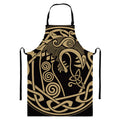 Scandinavian Viking Dragon Print Bib Apron With Pocket