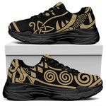 Scandinavian Viking Dragon Print Black Chunky Shoes