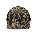 Scandinavian Viking Dragon Print Black Mesh Trucker Hat
